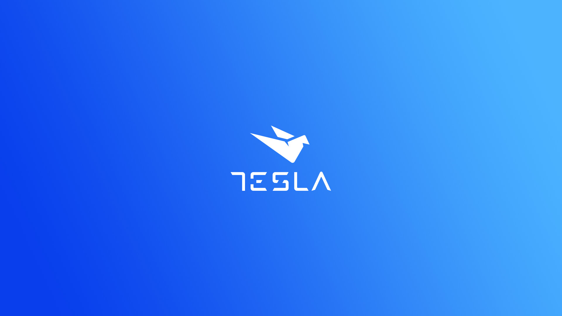 Tesla visual identity - logotype on blue