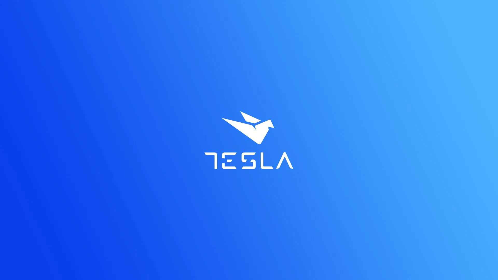 Tesla visual identity - logotype on blue